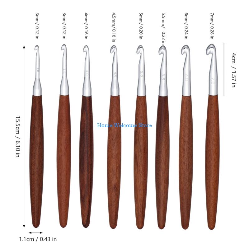 F68E 8Pcs Wooden Handle Croche - огляд і ціна Wooden Crochet Hooks Ergonomic Handle